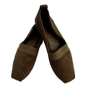 Bobs By Skechers Womens Slip On Galaxy Shoes Suede Rhinestones Brown - 9.5 Wide